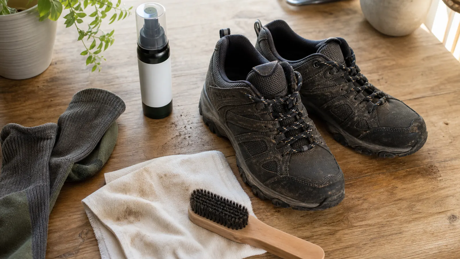 Walking shoe care tools with unbranded shoes